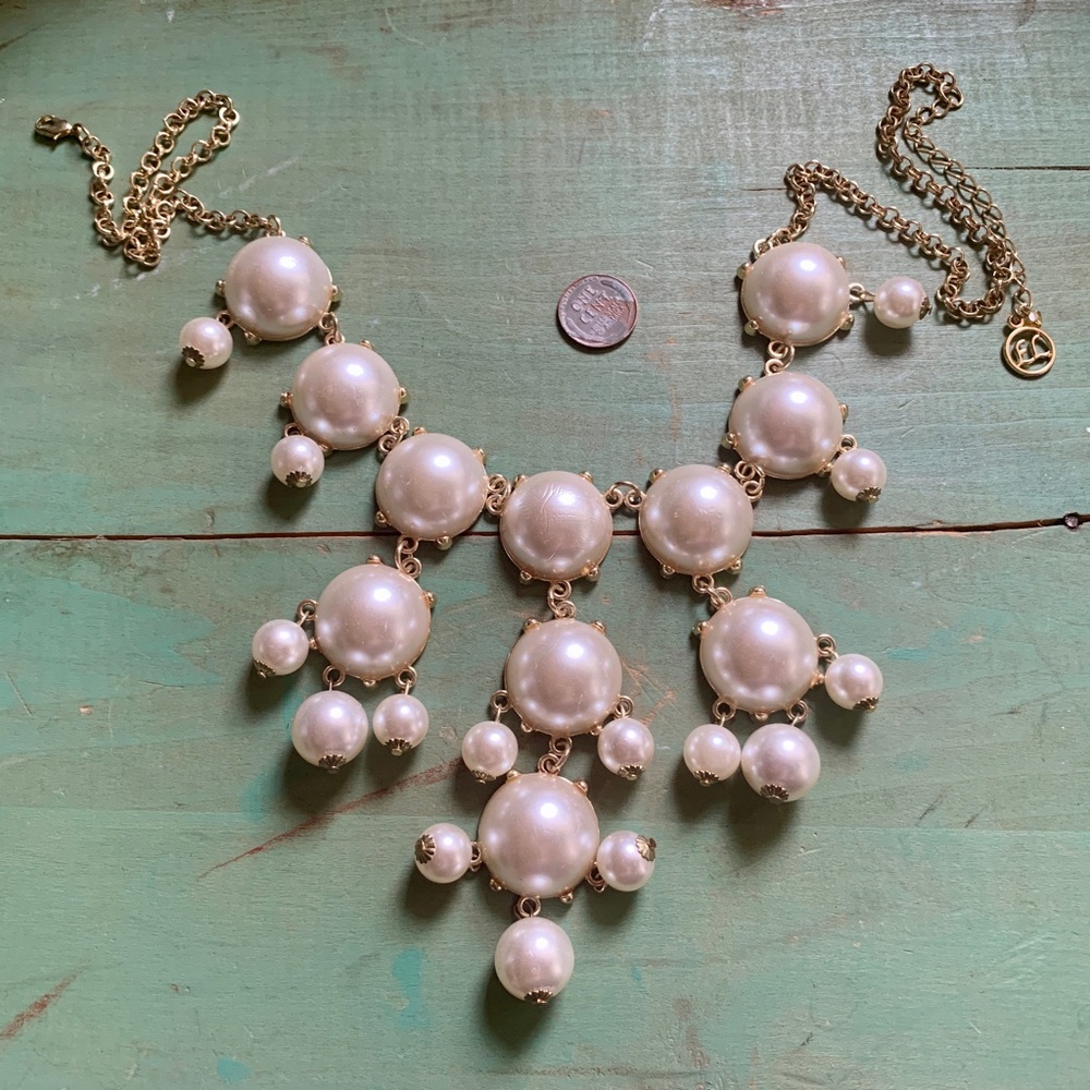 ERICA LYONS Pearl Gold Statement Necklace - Erica Lyons White Bridal Necklace